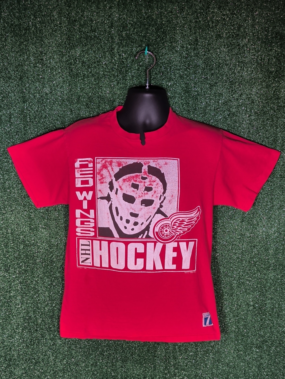 Vintage Logo 7 Detroit Red Wings Mens Size L Red NHL Hockey Single Stitch 90s